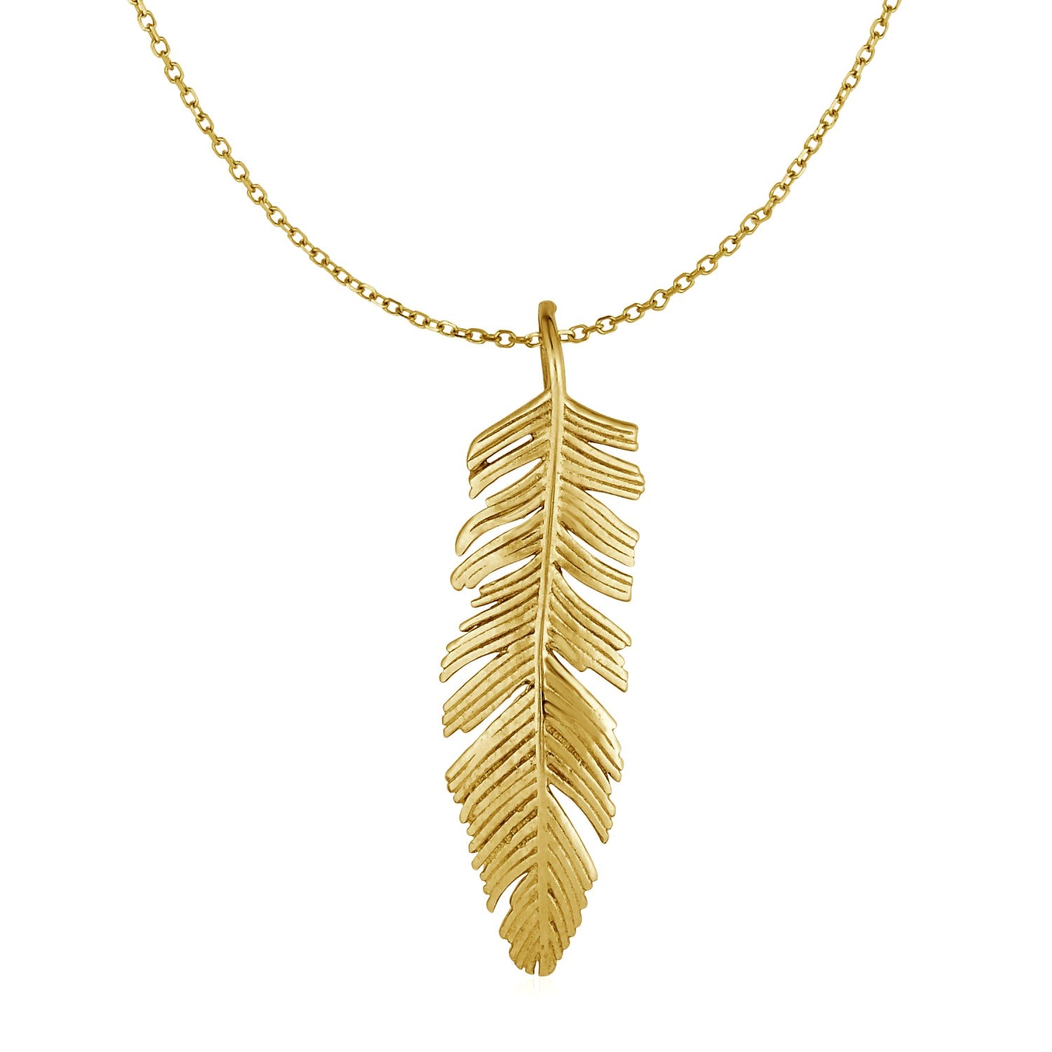 Feather Pendant in 10k Yellow Gold-Teresa&#39;s Fashionista LLC