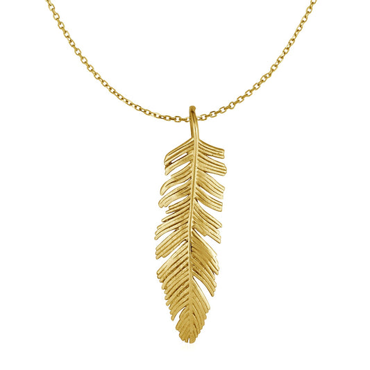 Feather Pendant in 10k Yellow Gold - Teresa's Fashionista LLC