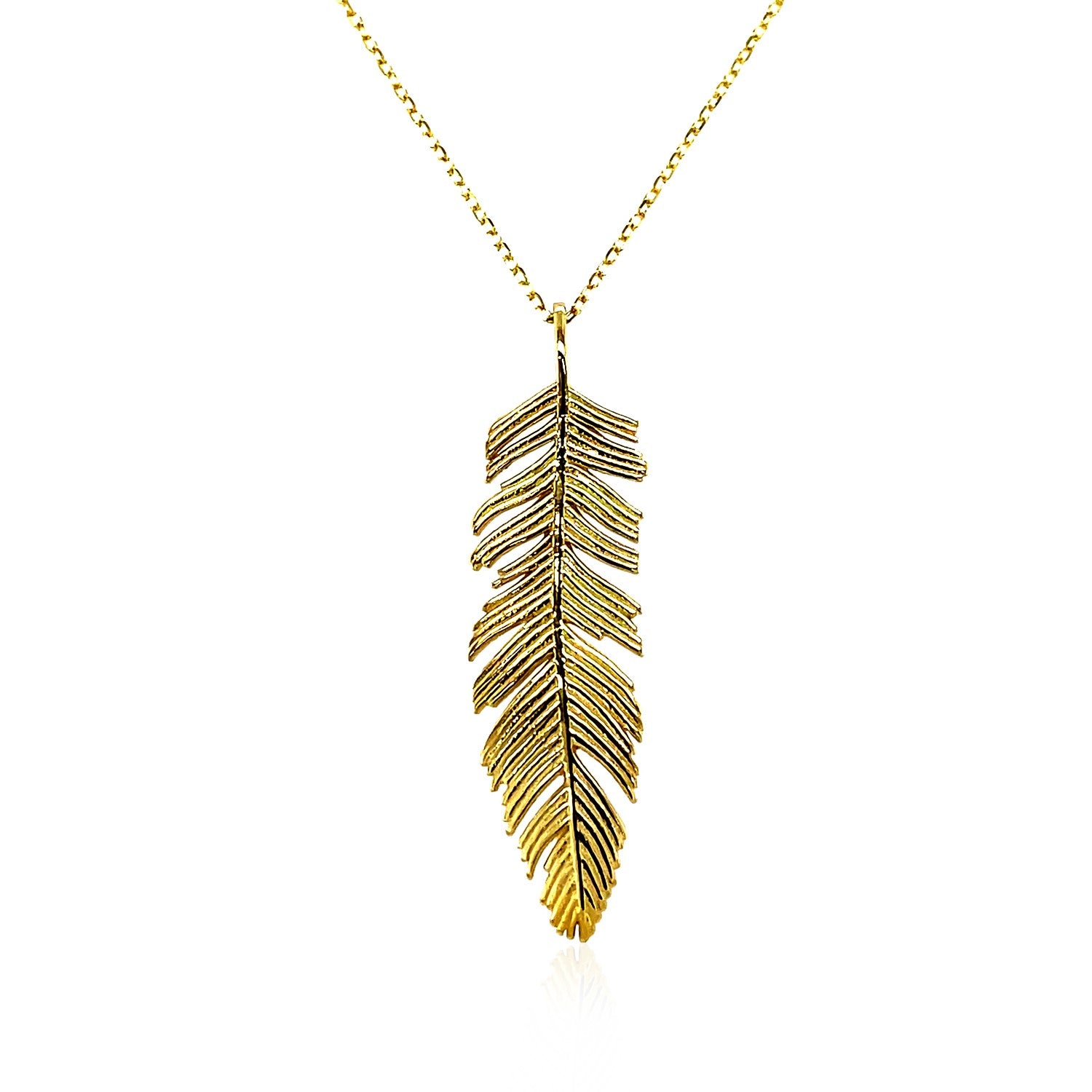 Feather Pendant in 10k Yellow Gold-Teresa&#39;s Fashionista LLC