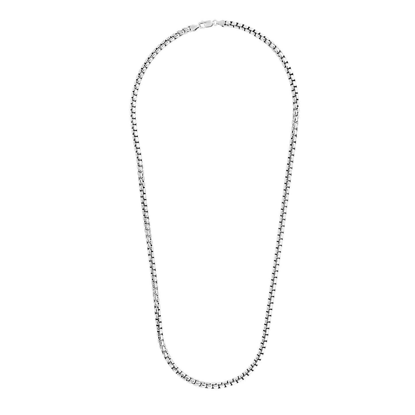 4.4mm Sterling Silver Rhodium Plated Round Box Chain-Teresa&#39;s Fashionista LLC