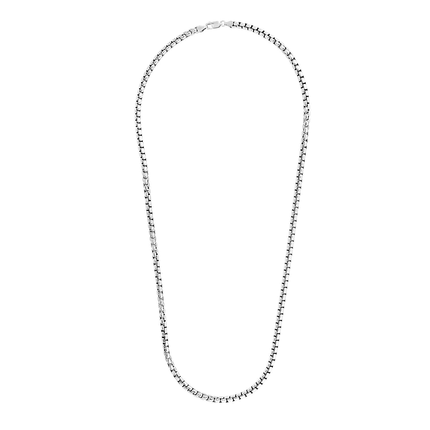 4.4mm Sterling Silver Rhodium Plated Round Box Chain-Teresa&#39;s Fashionista LLC