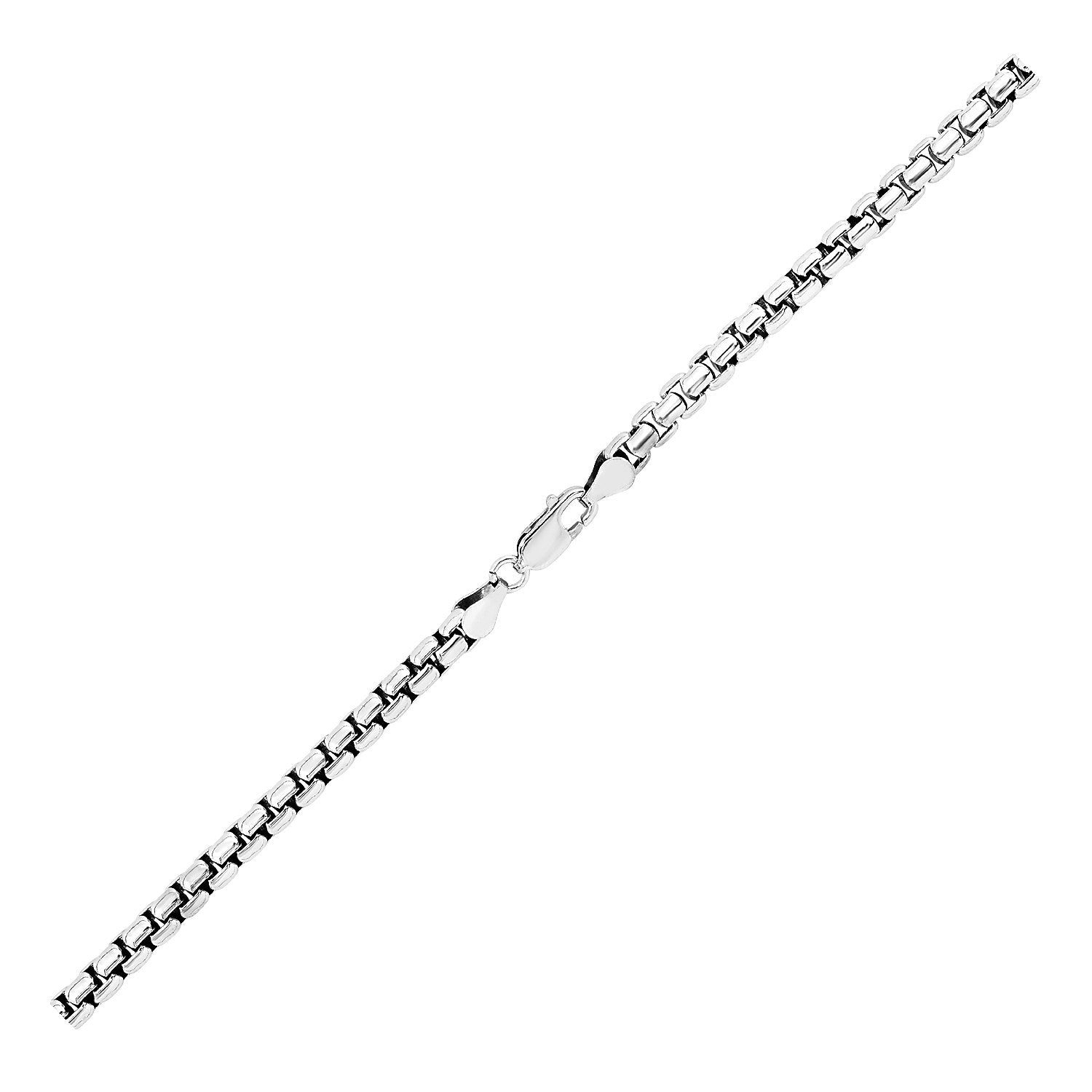 4.4mm Sterling Silver Rhodium Plated Round Box Chain-Teresa&#39;s Fashionista LLC