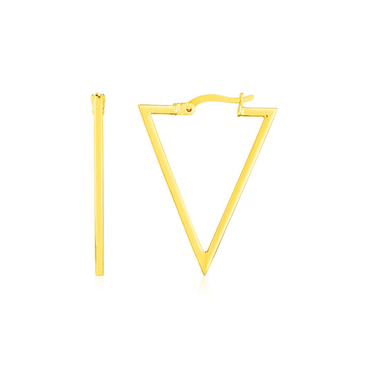 14K Yellow Gold Triangle Hoop Earrings-Teresa&#39;s Fashionista LLC