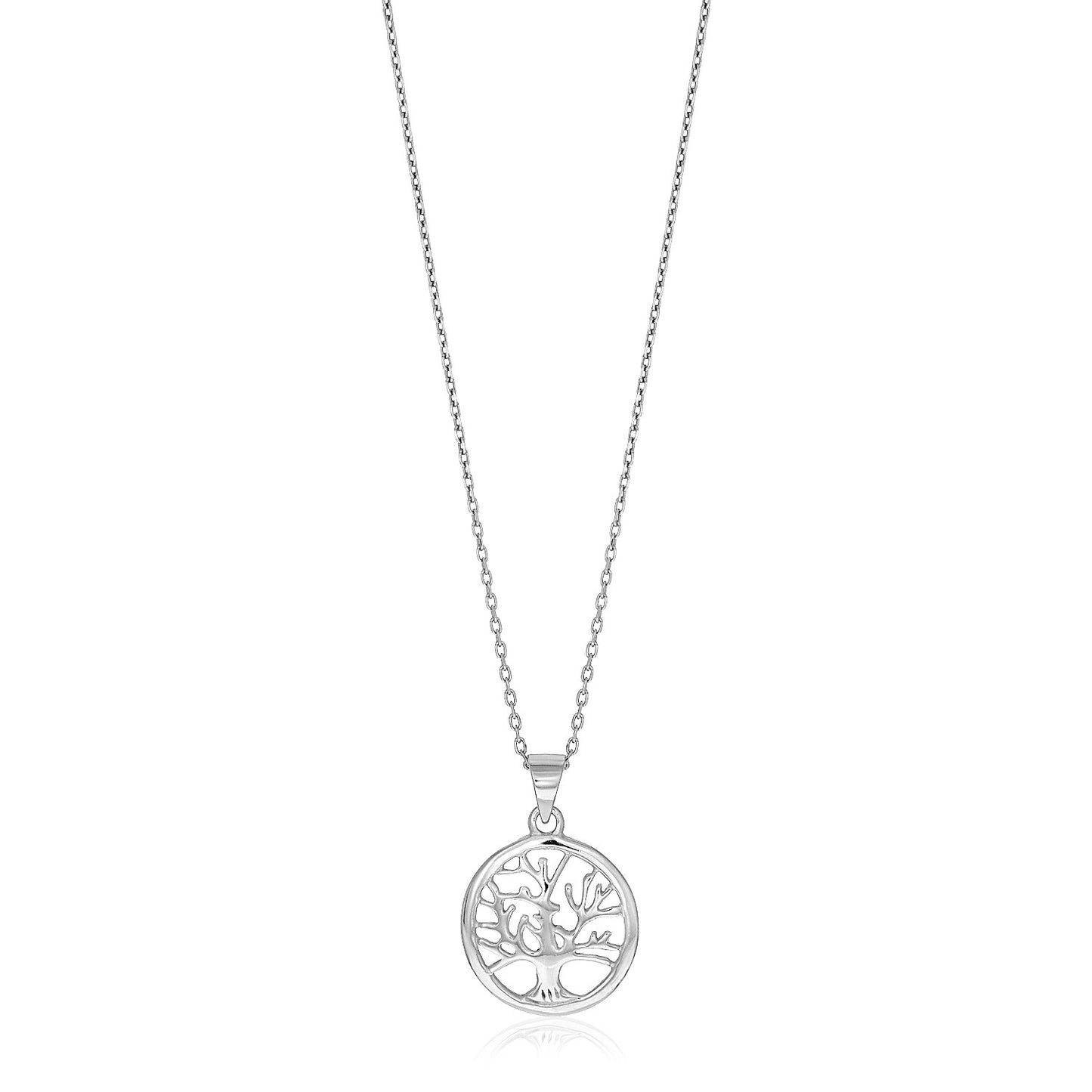 Sterling Silver inch Round Tree of Life Necklace-Teresa&#39;s Fashionista LLC