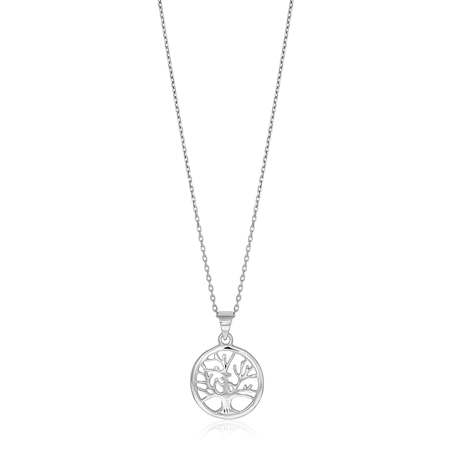 Sterling Silver inch Round Tree of Life Necklace-Teresa&#39;s Fashionista LLC