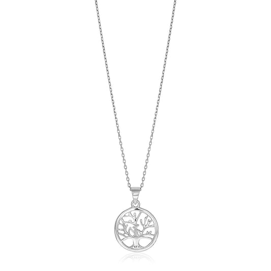 Sterling Silver inch Round Tree of Life Necklace-Teresa&#39;s Fashionista LLC