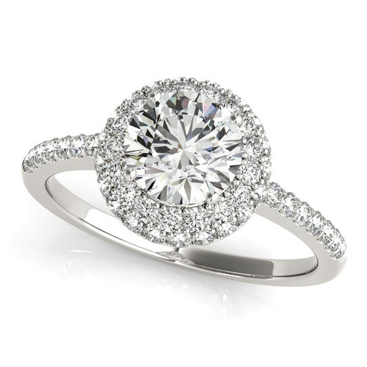 14k White Gold Classic Round Diamond Pave Design Engagement Ring (1 1/2 cttw) - Teresa's Fashionista LLC