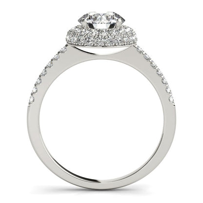 14k White Gold Classic Round Diamond Pave Design Engagement Ring (1 1/2 cttw)-Teresa&#39;s Fashionista LLC