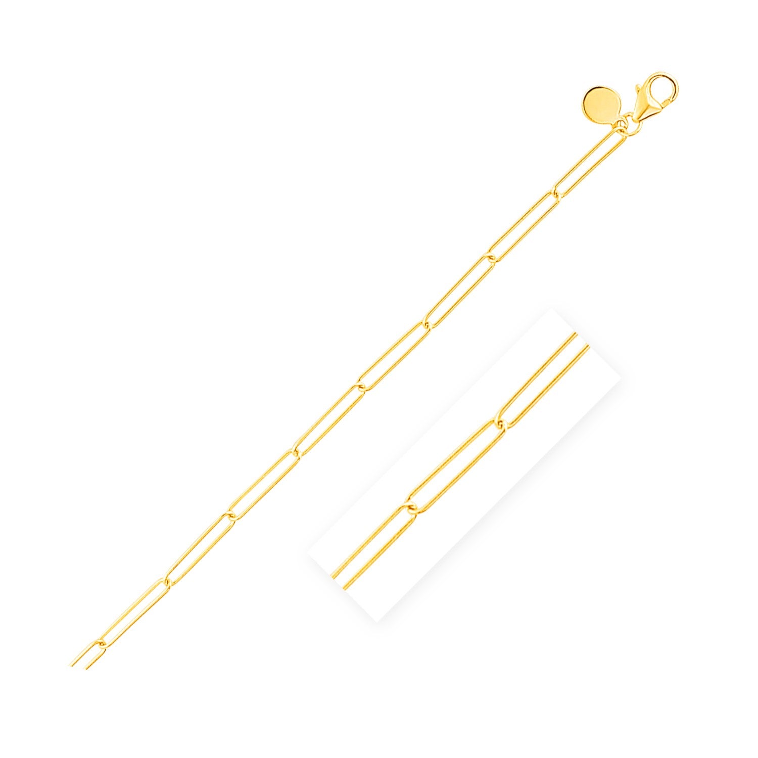 14k Yellow Gold Wire Paperclip Chain (2.7mm)-Teresa&#39;s Fashionista LLC