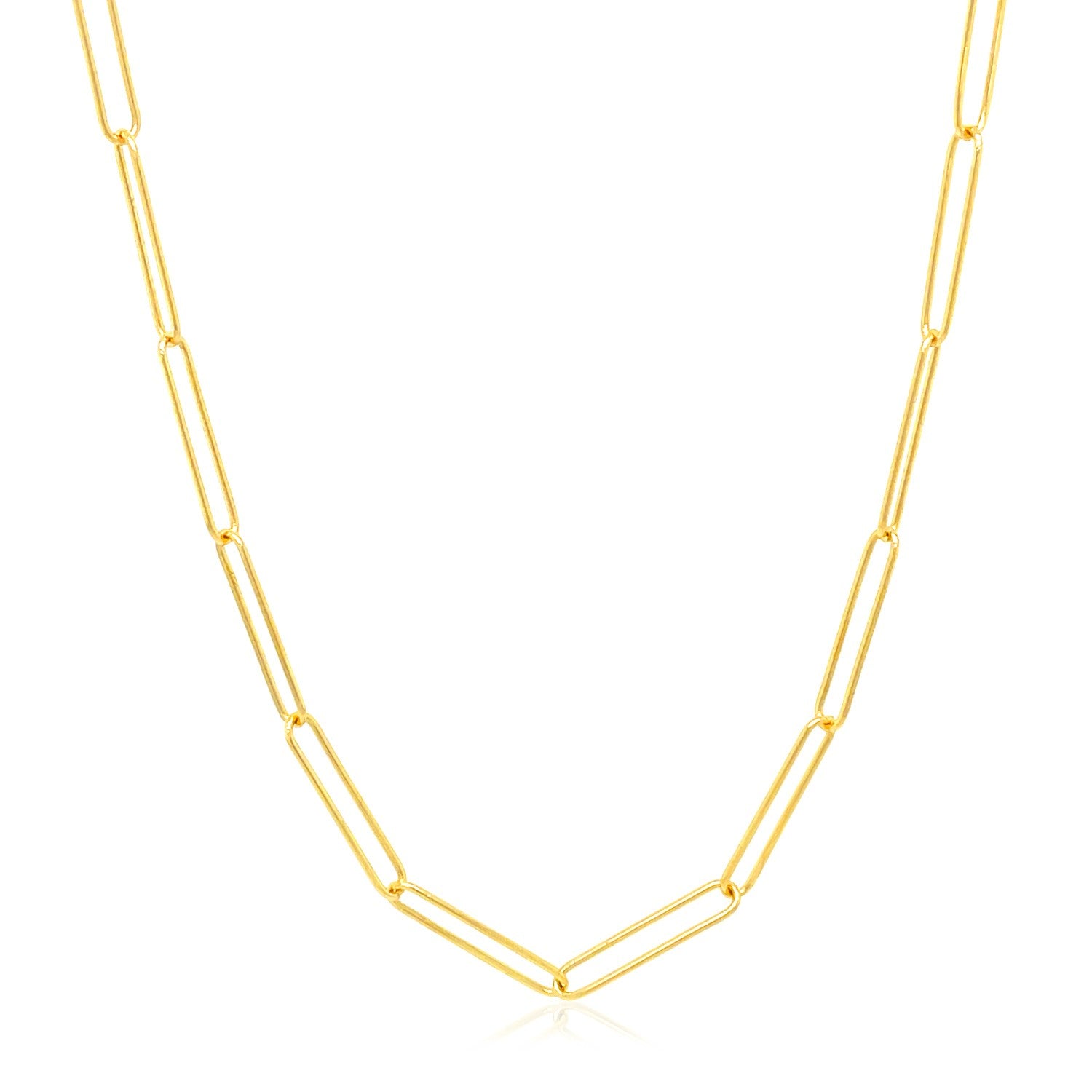 14k Yellow Gold Wire Paperclip Chain (2.7mm)-Teresa&#39;s Fashionista LLC