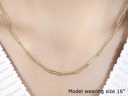 14k Yellow Gold Wire Paperclip Chain (2.7mm)-Teresa&#39;s Fashionista LLC