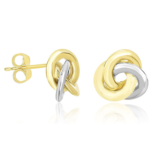 14k Two-Tone Gold Shiny Intertwined Open Circle Earrings-Teresa&#39;s Fashionista LLC