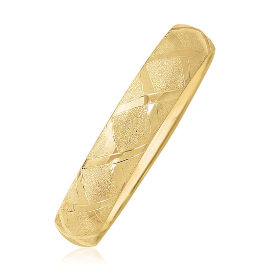 10k Yellow Gold Dual-Textured Diamond Pattern Bangle-Teresa&#39;s Fashionista LLC