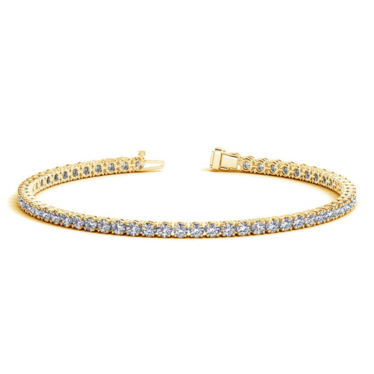 Lab Grown Round Diamond Tennis Bracelet in 14k Yellow Gold (4 cctw F/G  VS2/SI1) - Teresa's Fashionista LLC