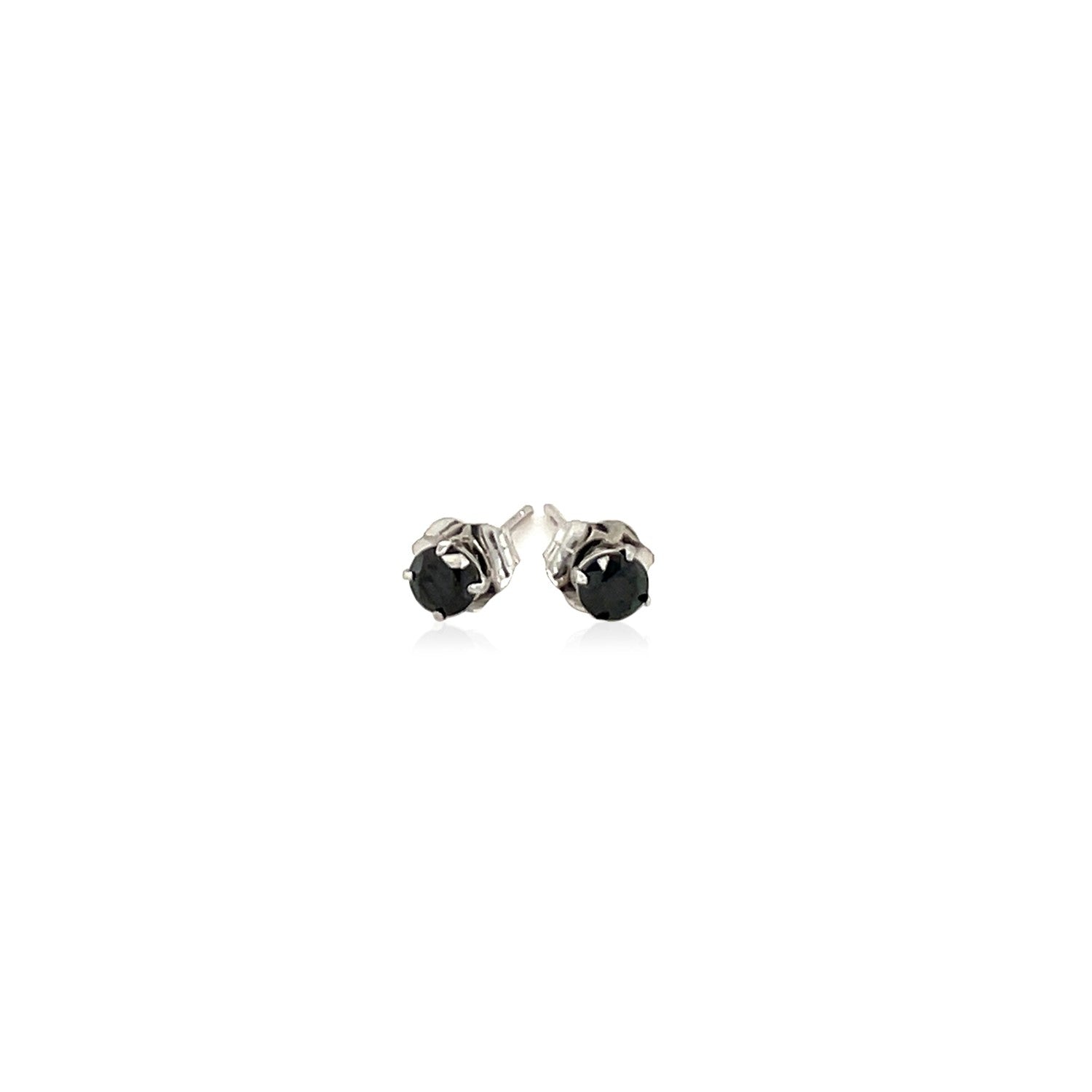 14k White Gold Black 3mm Faceted Cubic Zirconia Stud Earrings-Teresa&#39;s Fashionista LLC