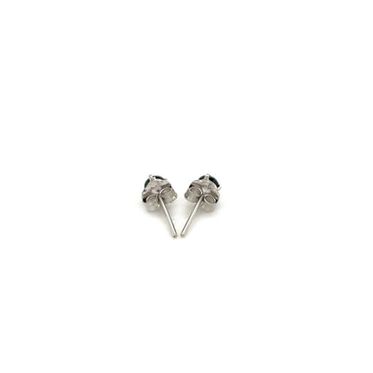 14k White Gold Black 3mm Faceted Cubic Zirconia Stud Earrings-Teresa&#39;s Fashionista LLC