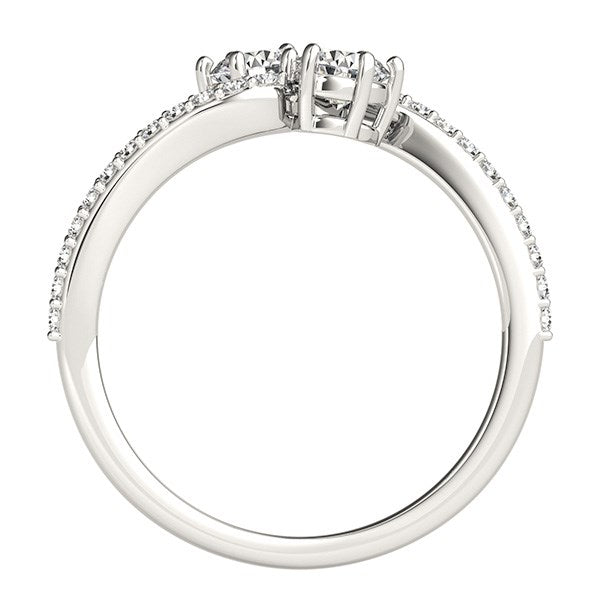 Curved Band Two Stone Diamond Ring in 14k White Gold (3/4 cttw)-Teresa&#39;s Fashionista LLC