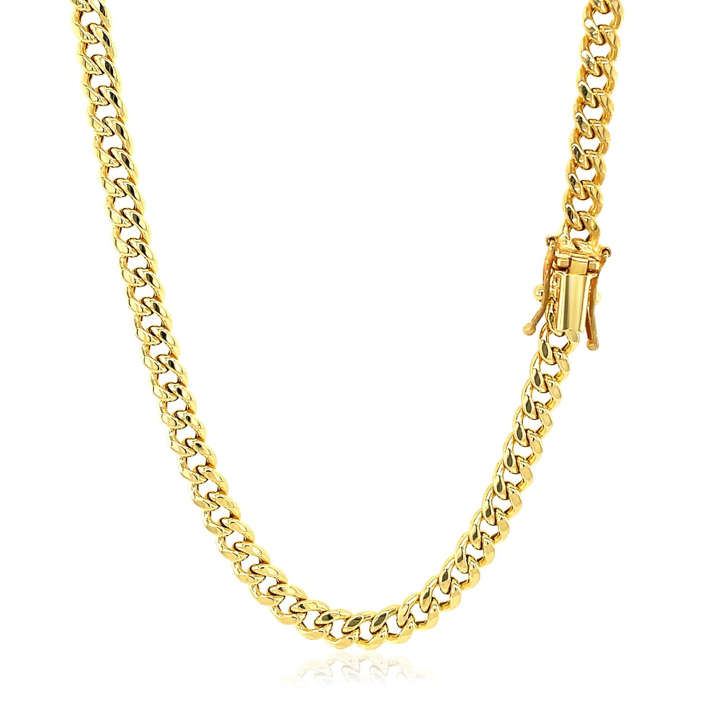 4.5mm 14k Yellow Gold Semi Solid Miami Cuban Chain-Teresa&#39;s Fashionista LLC