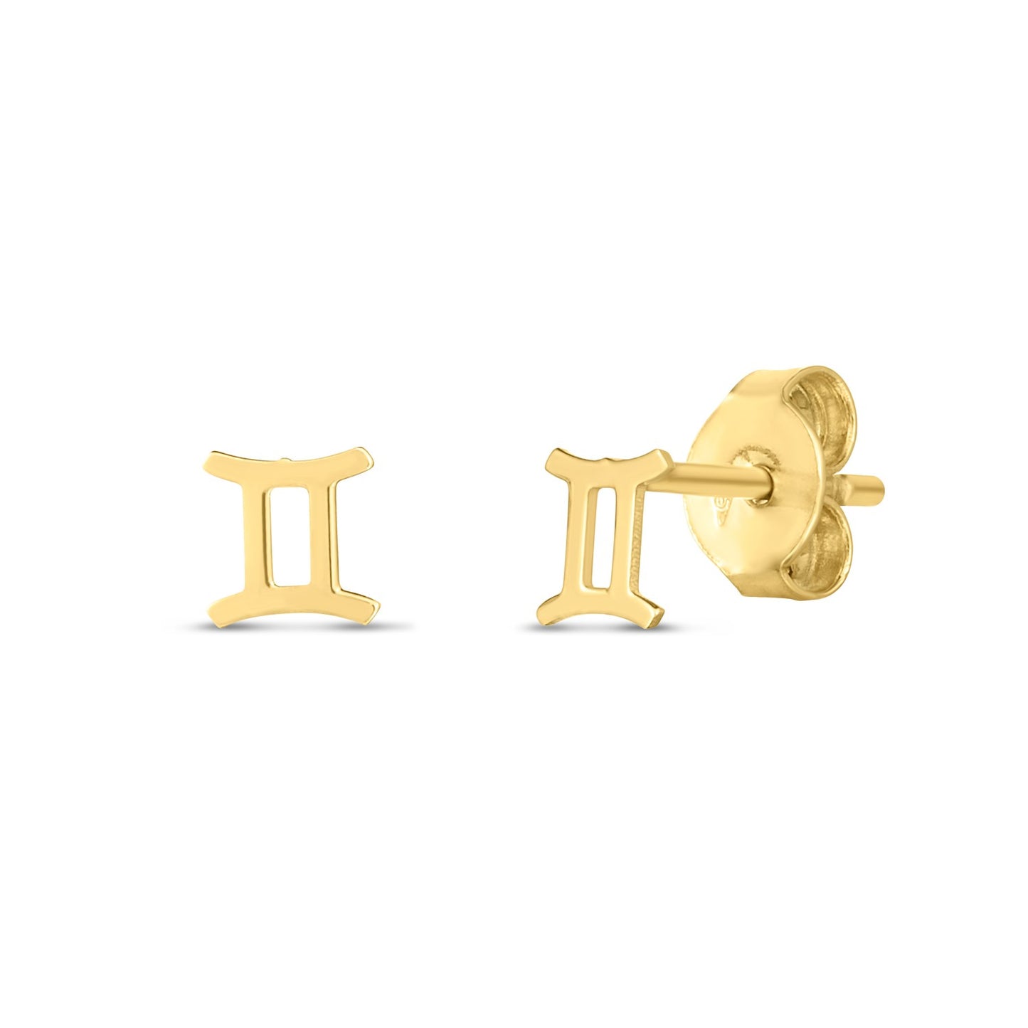 14K Yellow Gold Gemini Stud Earrings-Teresa&#39;s Fashionista LLC