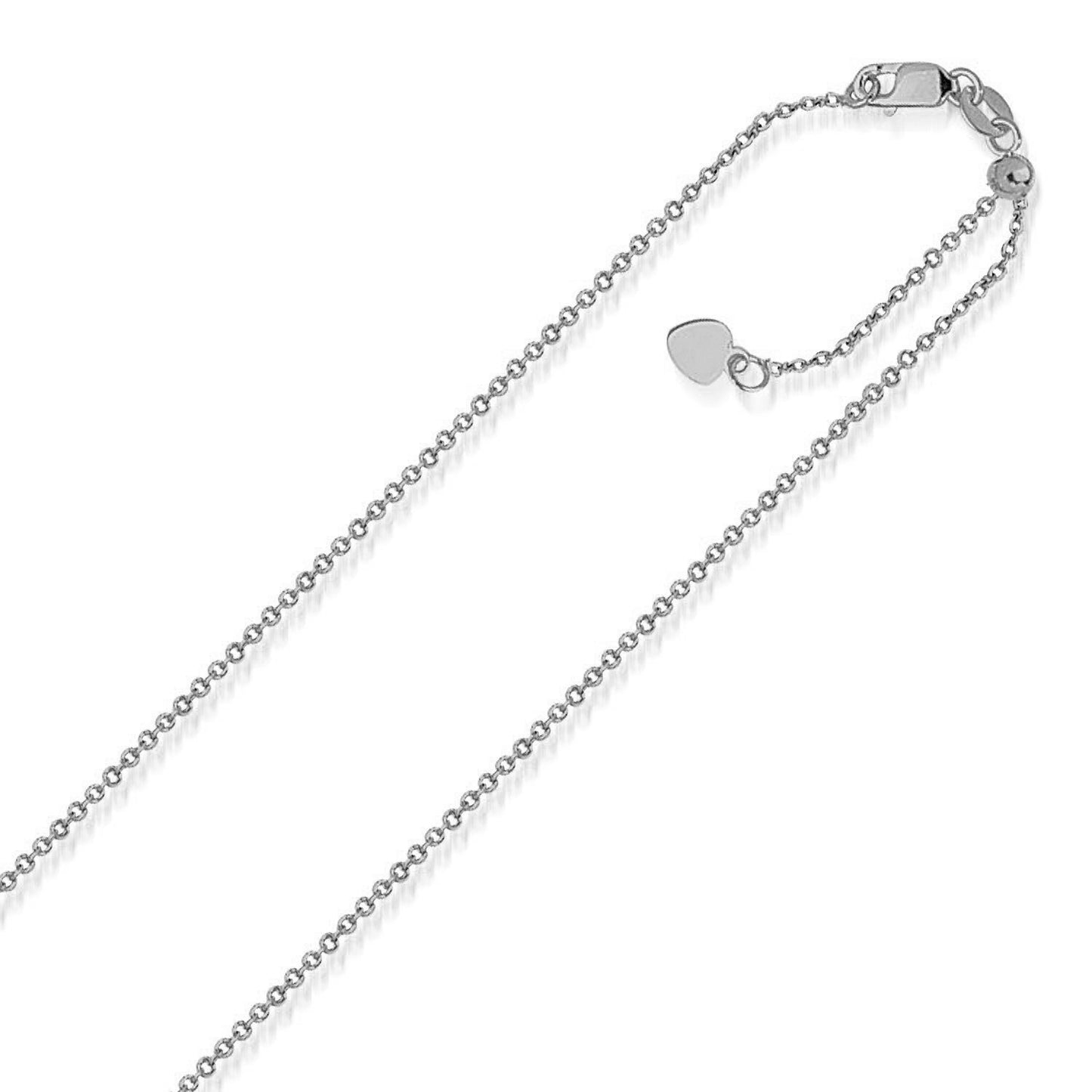 14k White Gold Singapore Style Adjustable Chain (1.1 mm)-Teresa&#39;s Fashionista LLC