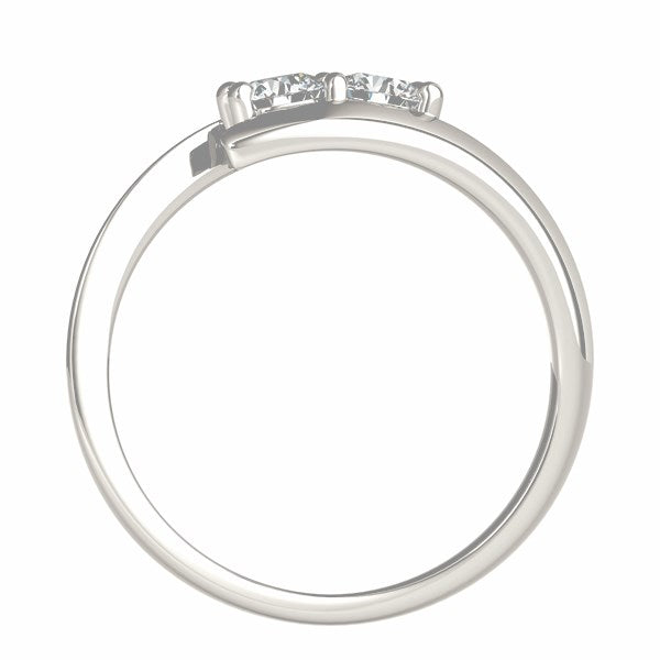 14k White Gold Round Two Stone Common Prong Diamond Ring (1/2 cttw)-Teresa&#39;s Fashionista LLC