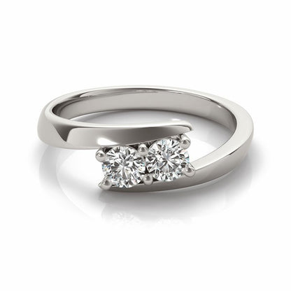 14k White Gold Round Two Stone Common Prong Diamond Ring (1/2 cttw)-Teresa&#39;s Fashionista LLC