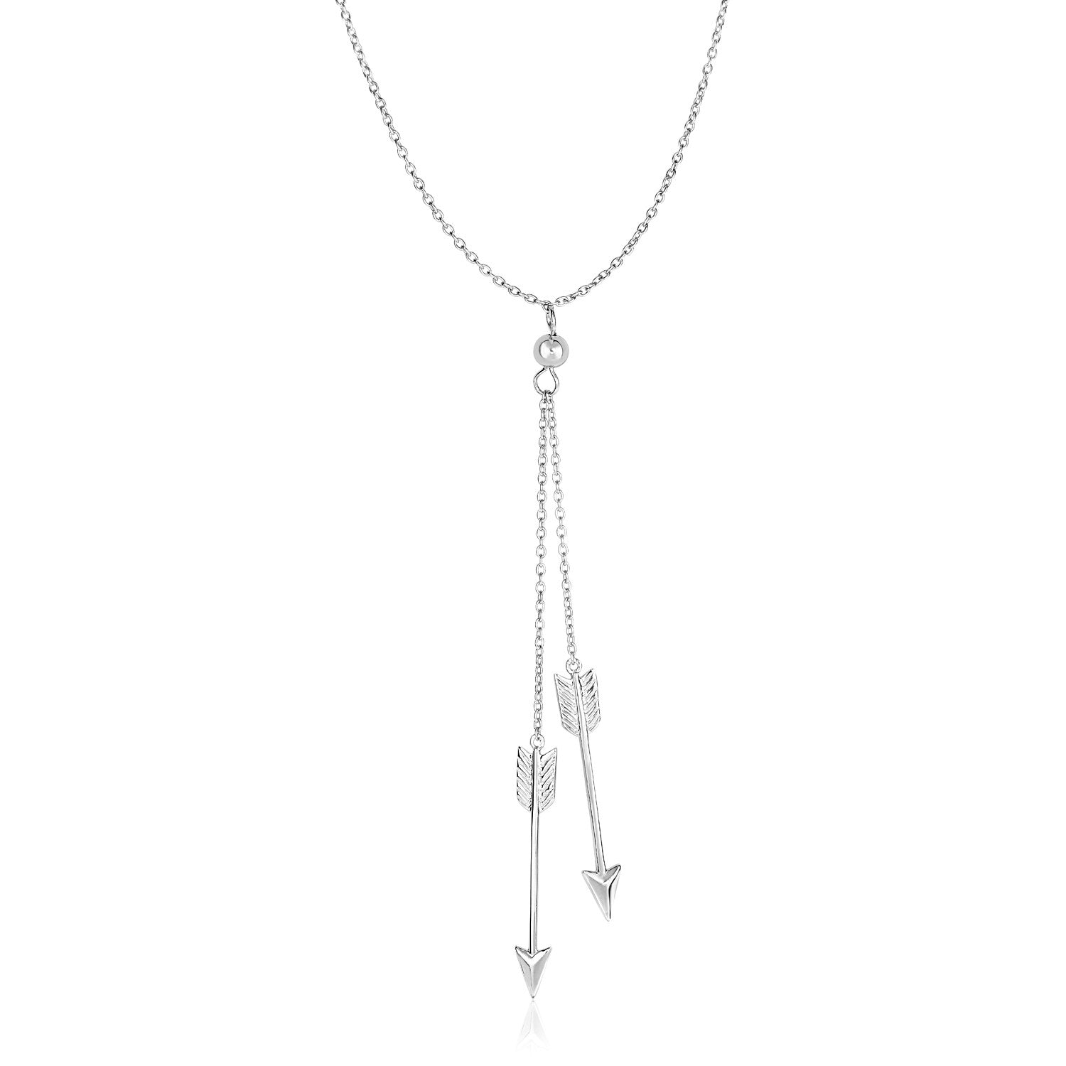 Sterling Silver 18 inch Lariat Necklace with Two Arrows-Teresa&#39;s Fashionista LLC