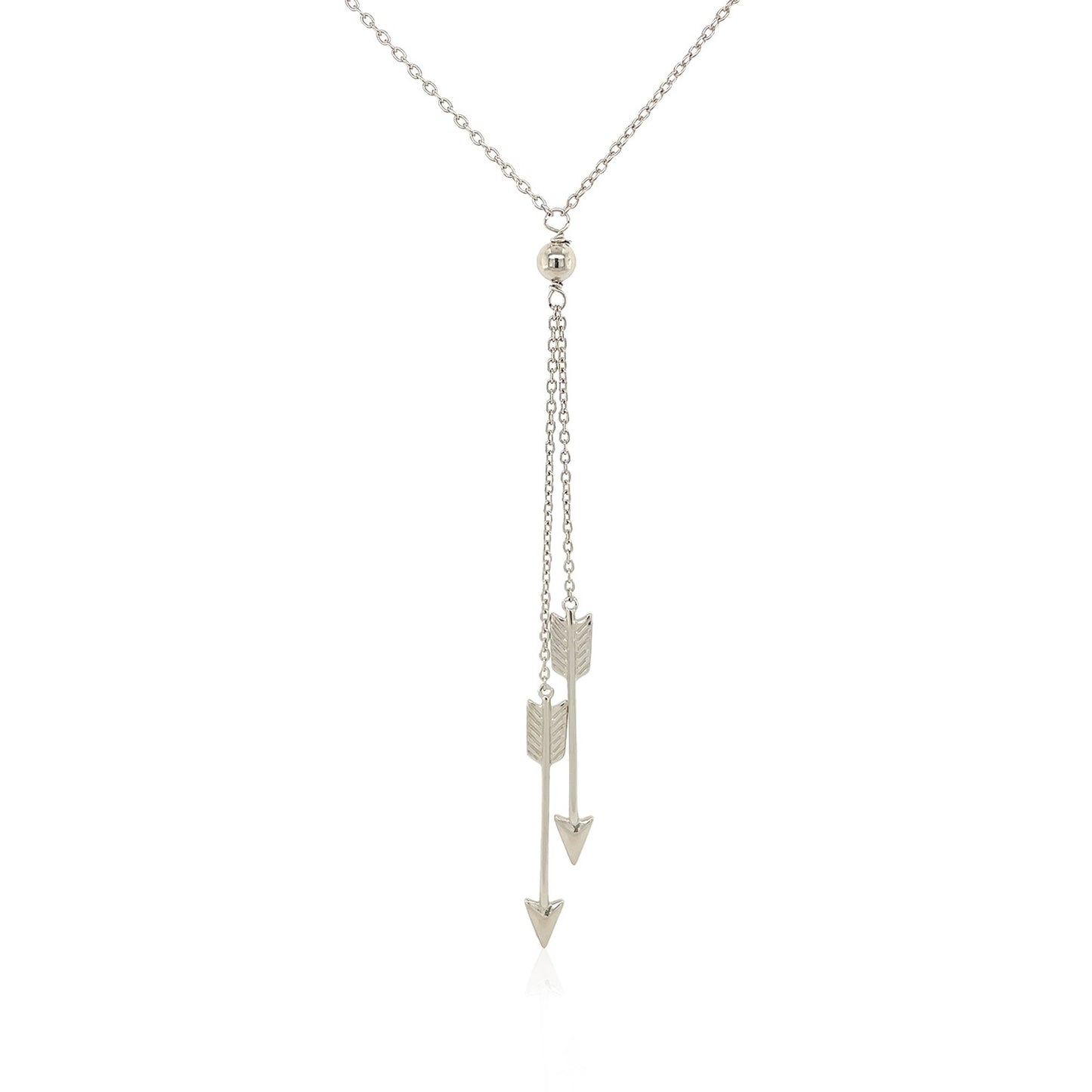 Sterling Silver 18 inch Lariat Necklace with Two Arrows-Teresa&#39;s Fashionista LLC