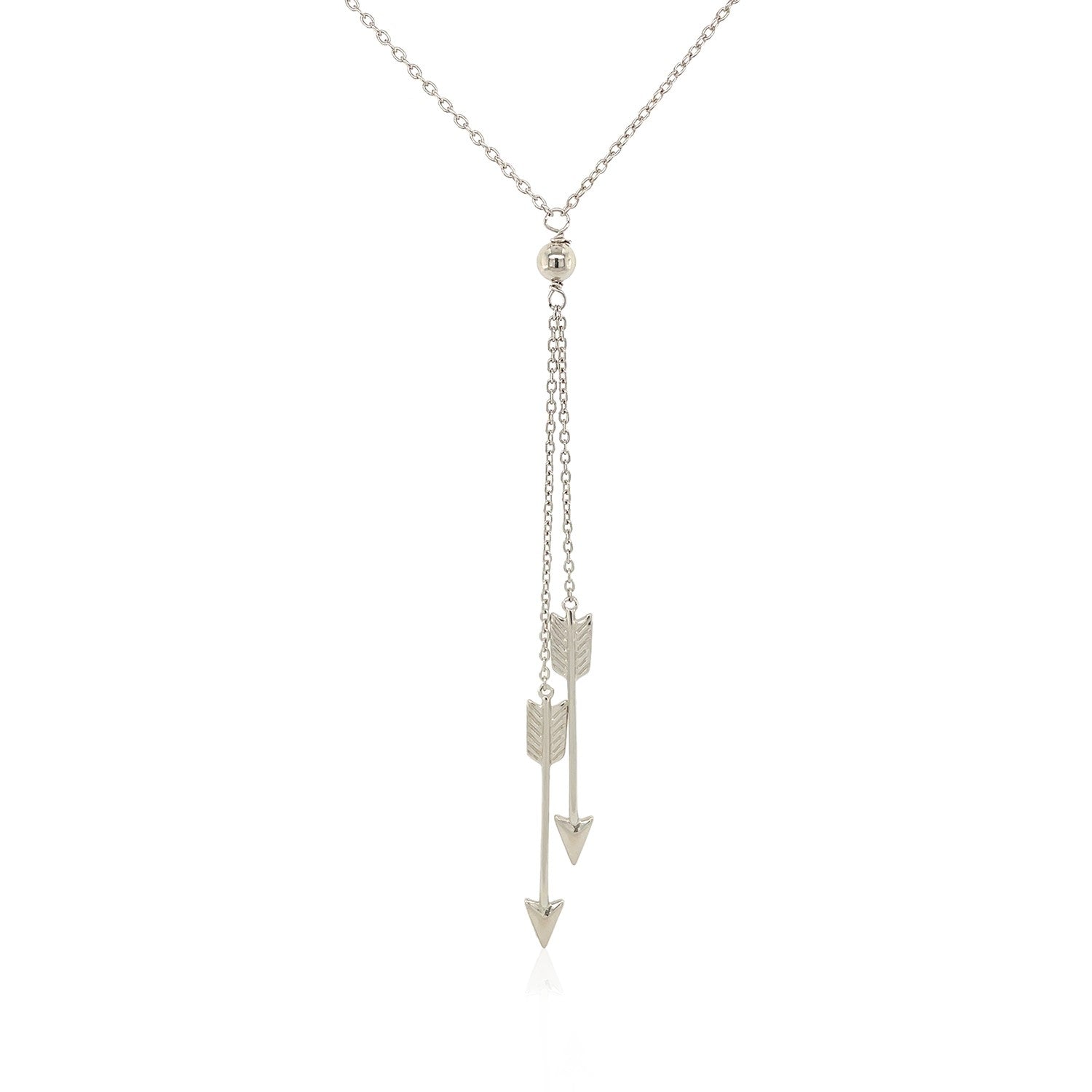 Sterling Silver 18 inch Lariat Necklace with Two Arrows-Teresa&#39;s Fashionista LLC