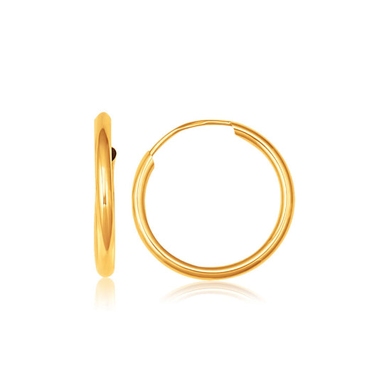 10k Yellow Gold Polished Endless Hoop Earrings (16mm Diameter)-Teresa&#39;s Fashionista LLC