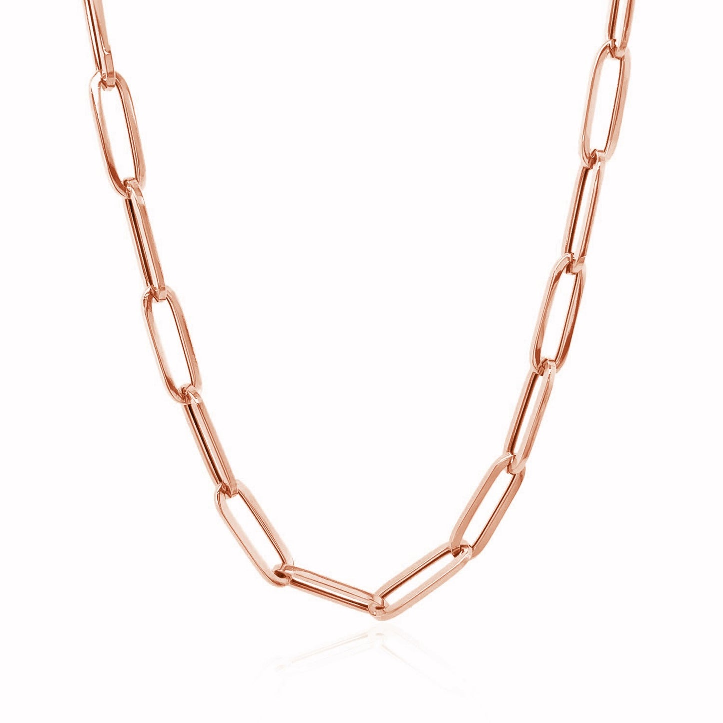 14K Rose Gold Bold Paperclip Chain (4.2 mm)-Teresa&#39;s Fashionista LLC