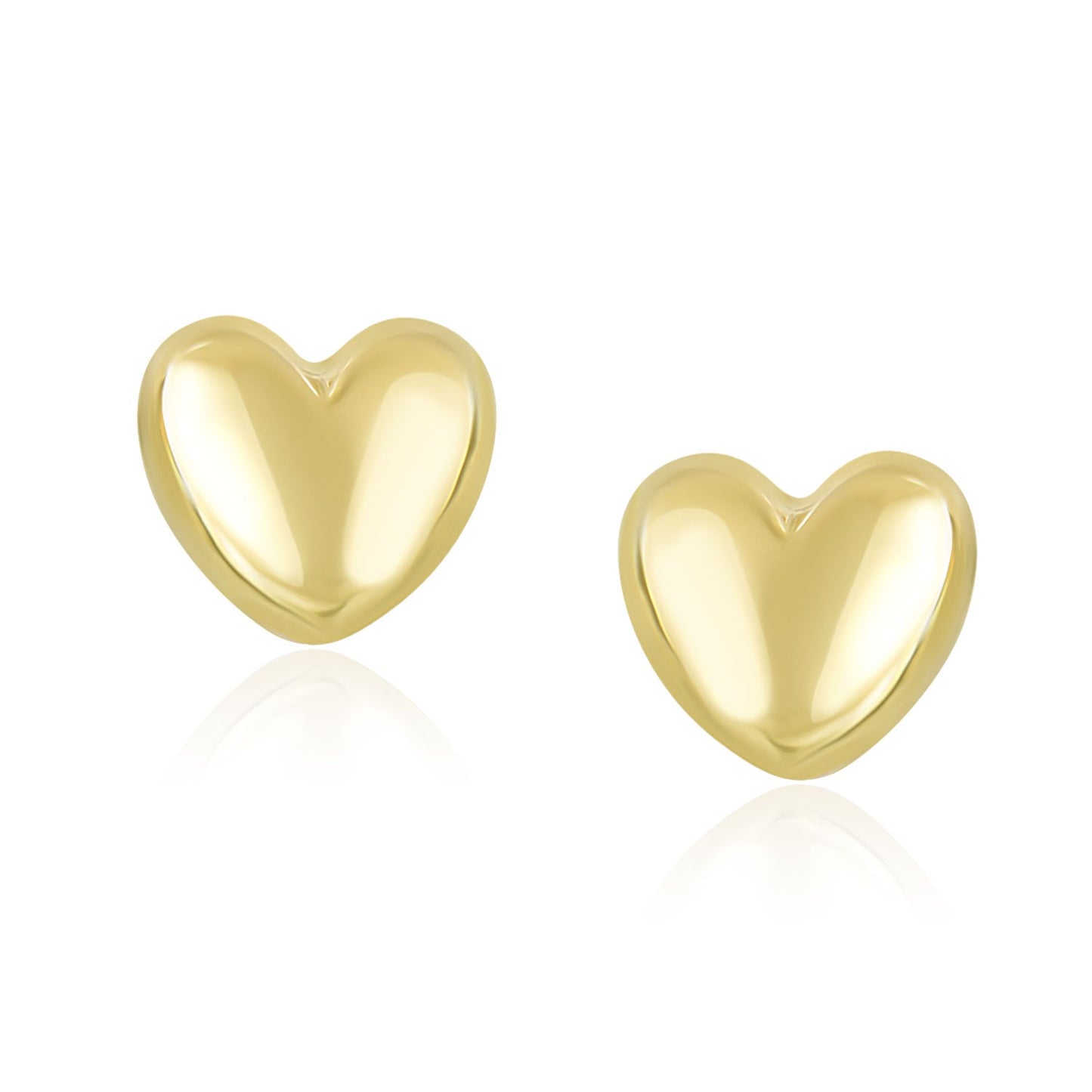 14k Yellow Gold Puffed Heart Shape Shiny Earrings-Teresa&#39;s Fashionista LLC