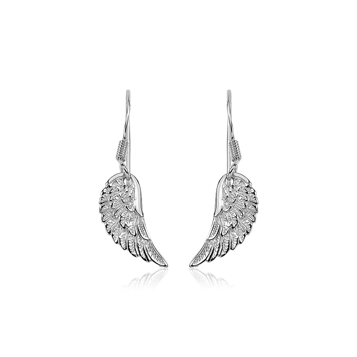 Sterling Silver Textured Angel Wing Earrings-Teresa&#39;s Fashionista LLC