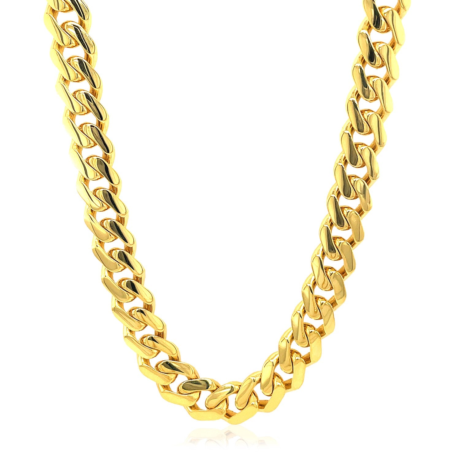 14k Yellow Gold Polished Miami Cuban Chain Necklace-Teresa&#39;s Fashionista LLC