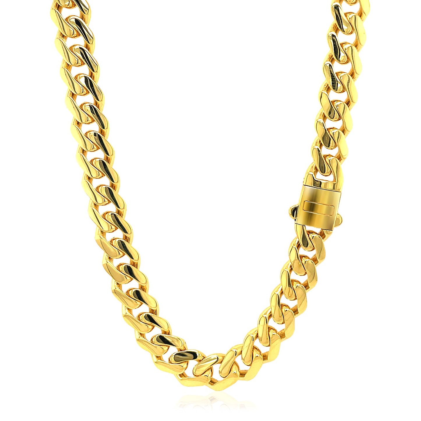 14k Yellow Gold Polished Miami Cuban Chain Necklace-Teresa&#39;s Fashionista LLC