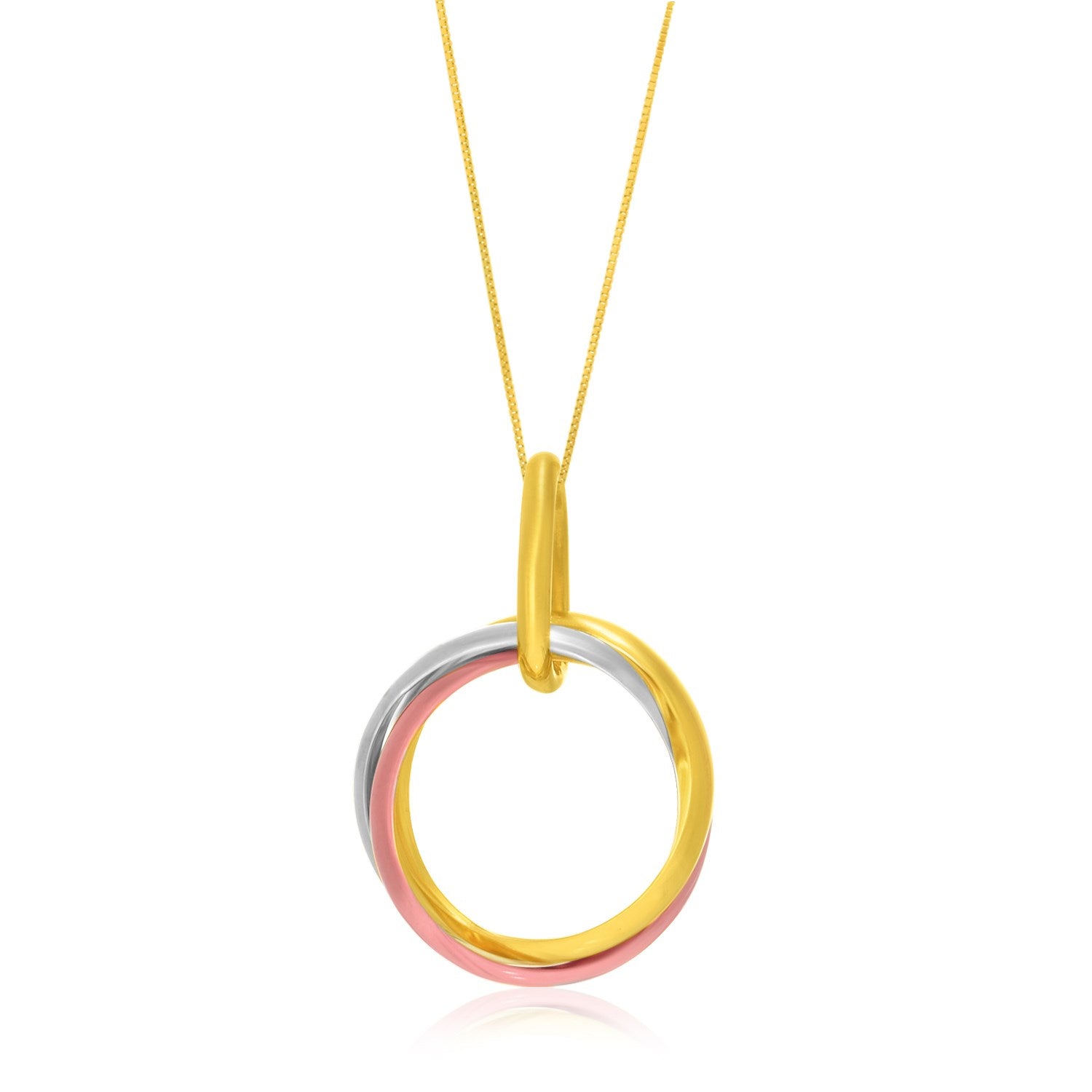 14k Tri-Color Gold Open Interlaced Ring Pendant-Teresa&#39;s Fashionista LLC