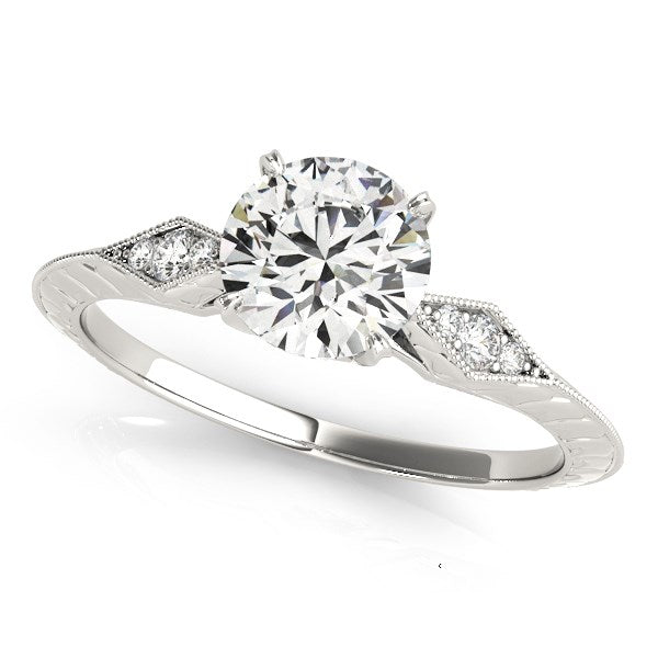 14k White Gold Diamond Engagement Ring with Side Clusters (1 1/8 cttw)-Teresa&#39;s Fashionista LLC