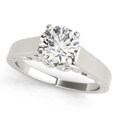 14k White Gold Antique Style Solitaire Round Diamond Engagement Ring (1 cttw)-Teresa&#39;s Fashionista LLC