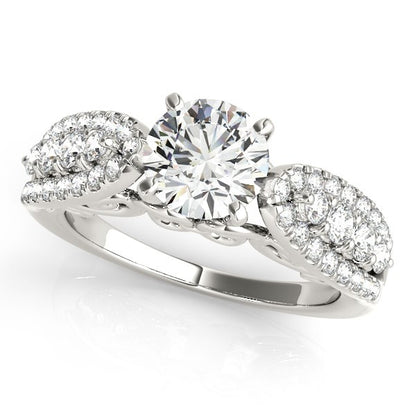 14k White Gold Multirow Shank Round Diamond Engagement Ring (1 1/2 cttw)-Teresa&#39;s Fashionista LLC