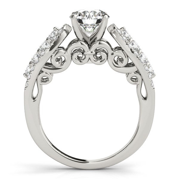 14k White Gold Multirow Shank Round Diamond Engagement Ring (1 1/2 cttw)-Teresa&#39;s Fashionista LLC