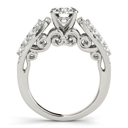 14k White Gold Multirow Shank Round Diamond Engagement Ring (1 1/2 cttw)-Teresa&#39;s Fashionista LLC