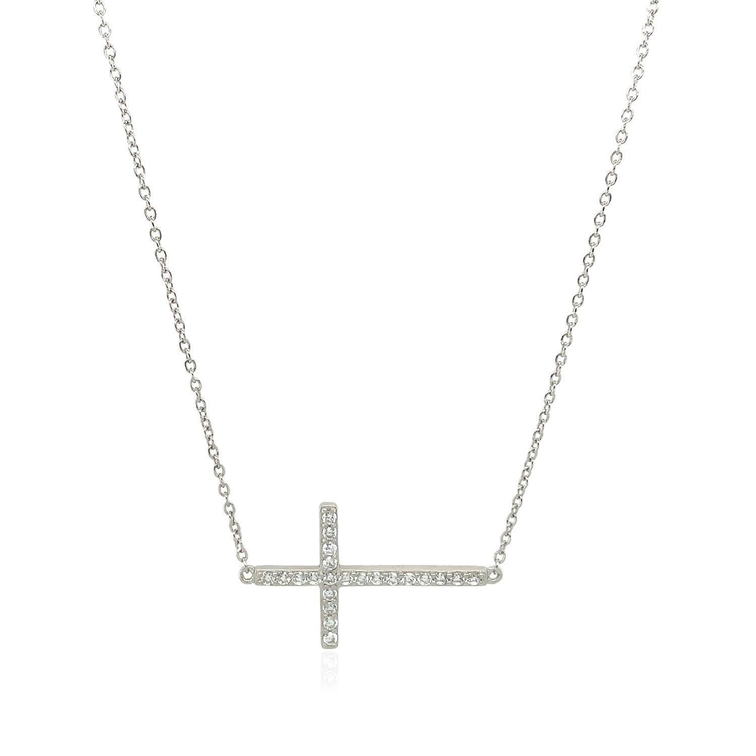 Sterling Silver Cross Bracelet with Cubic Zirconias-Teresa&#39;s Fashionista LLC