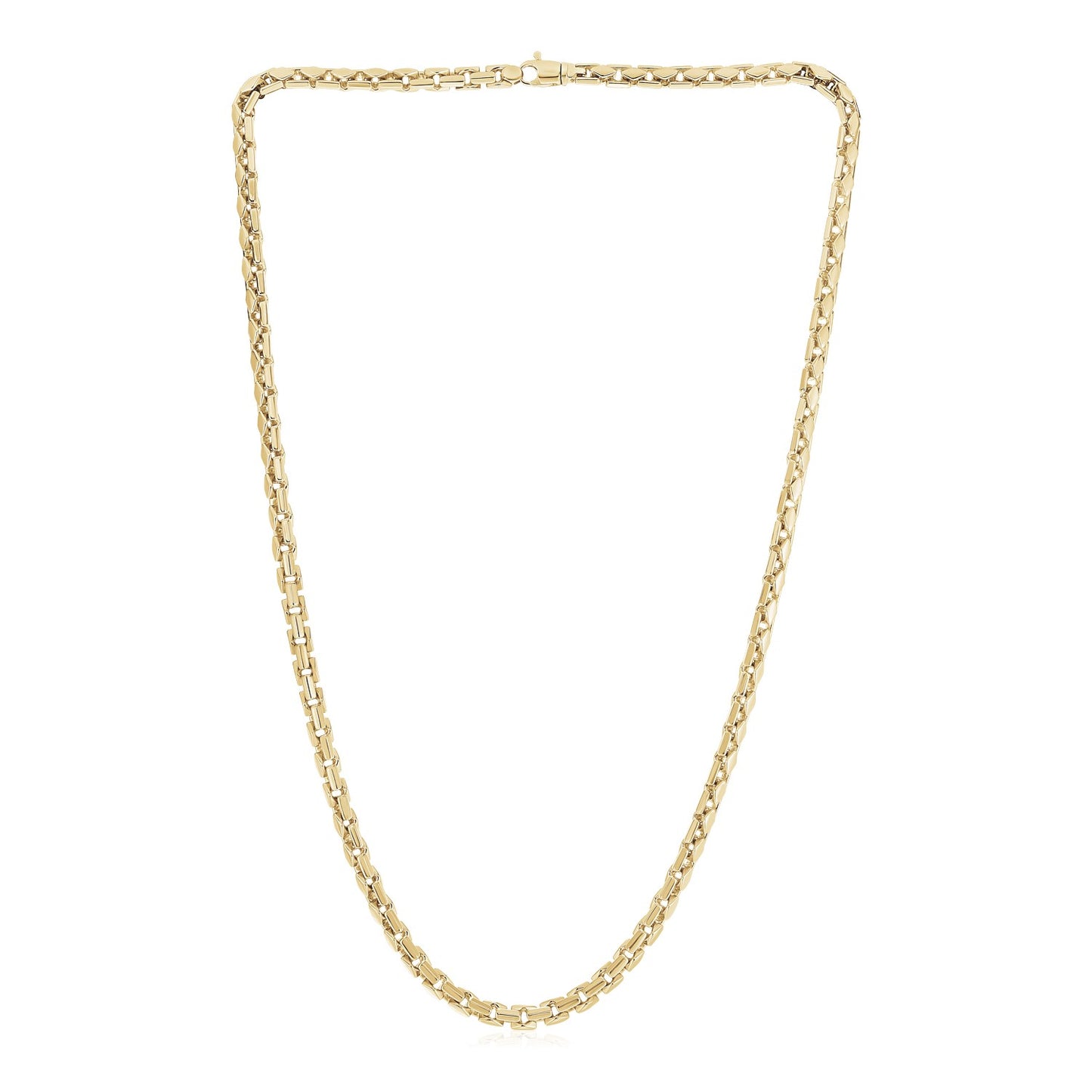 14k Yellow Gold High Polish Mens Fancy Box Necklace (5.0mm)-Teresa&#39;s Fashionista LLC