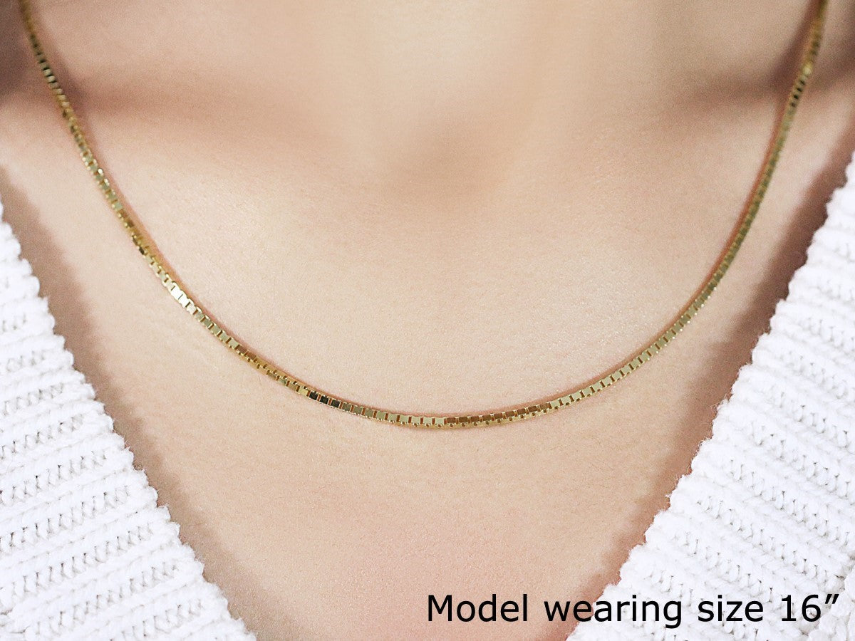 1.6mm 14K Yellow Gold Classic Box Chain-Teresa&#39;s Fashionista LLC