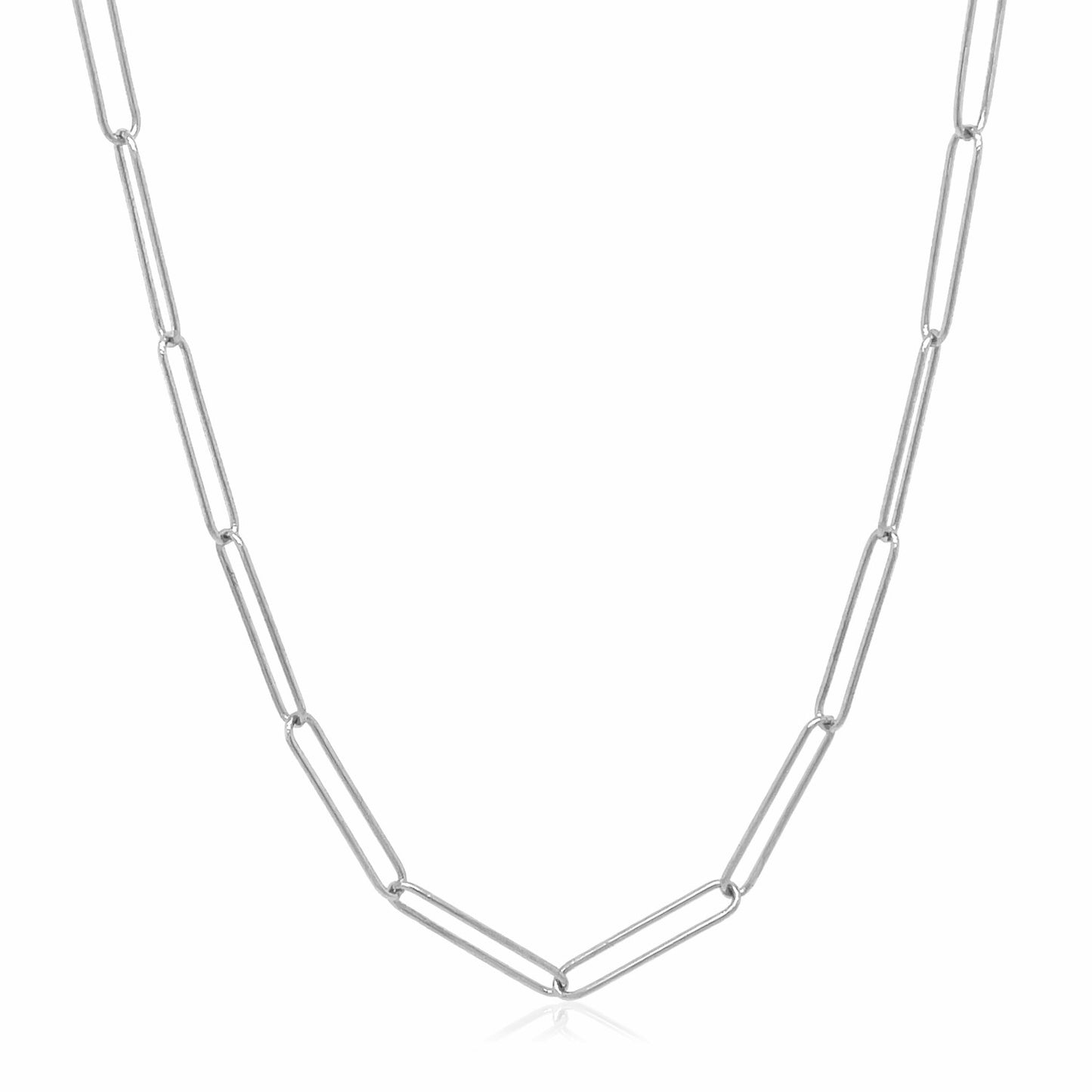 14k White Gold Wire Paperclip Chain (2.7mm)-Teresa&#39;s Fashionista LLC