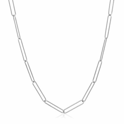 14k White Gold Wire Paperclip Chain (2.7mm)-Teresa&#39;s Fashionista LLC