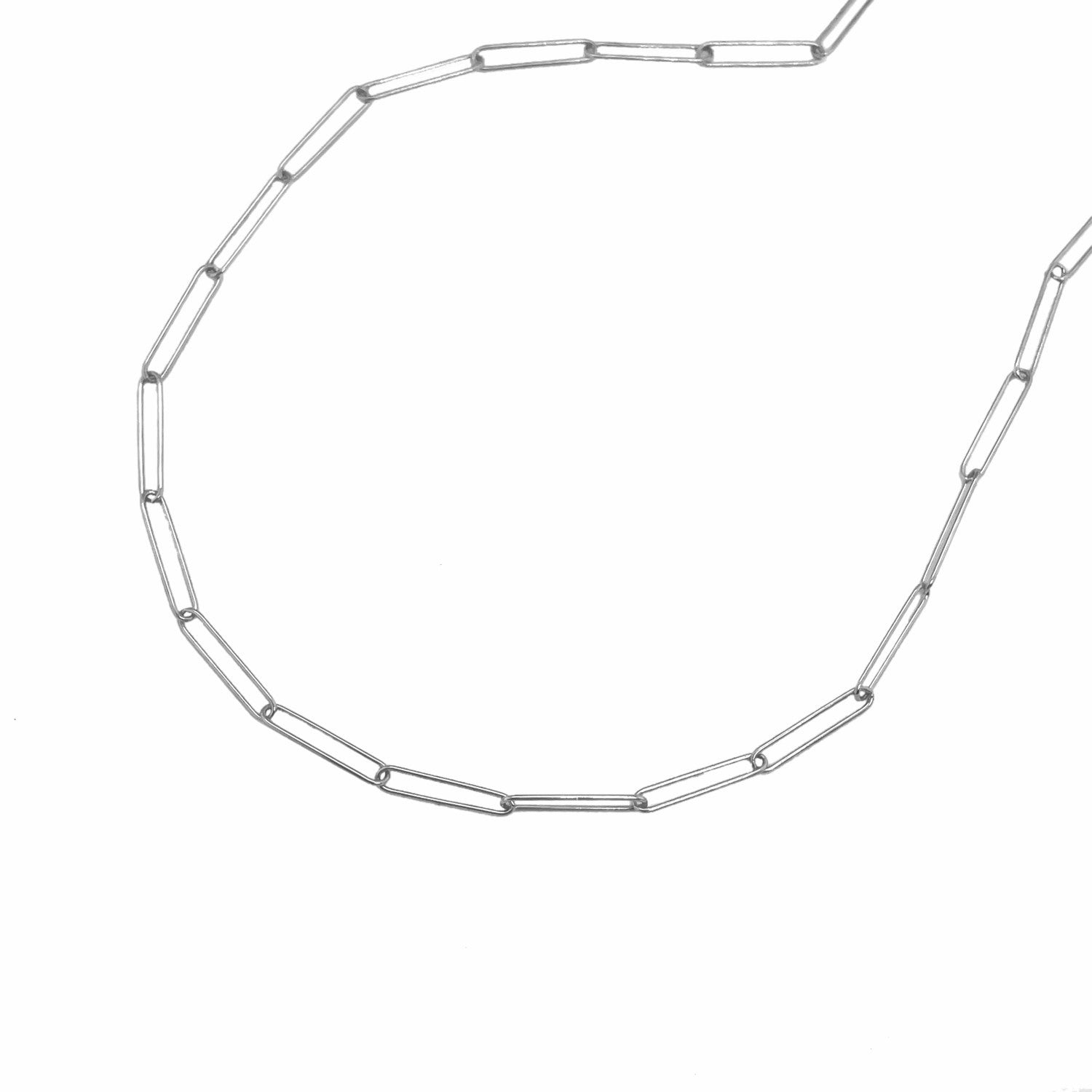 14k White Gold Wire Paperclip Chain (2.7mm)-Teresa&#39;s Fashionista LLC