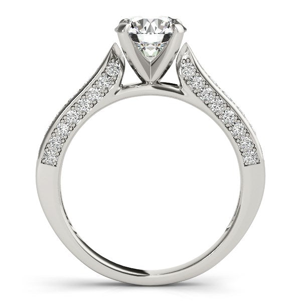 14k White Gold Round Cathedral Diamond Engagement Ring (1 1/2 cttw)-Teresa&#39;s Fashionista LLC