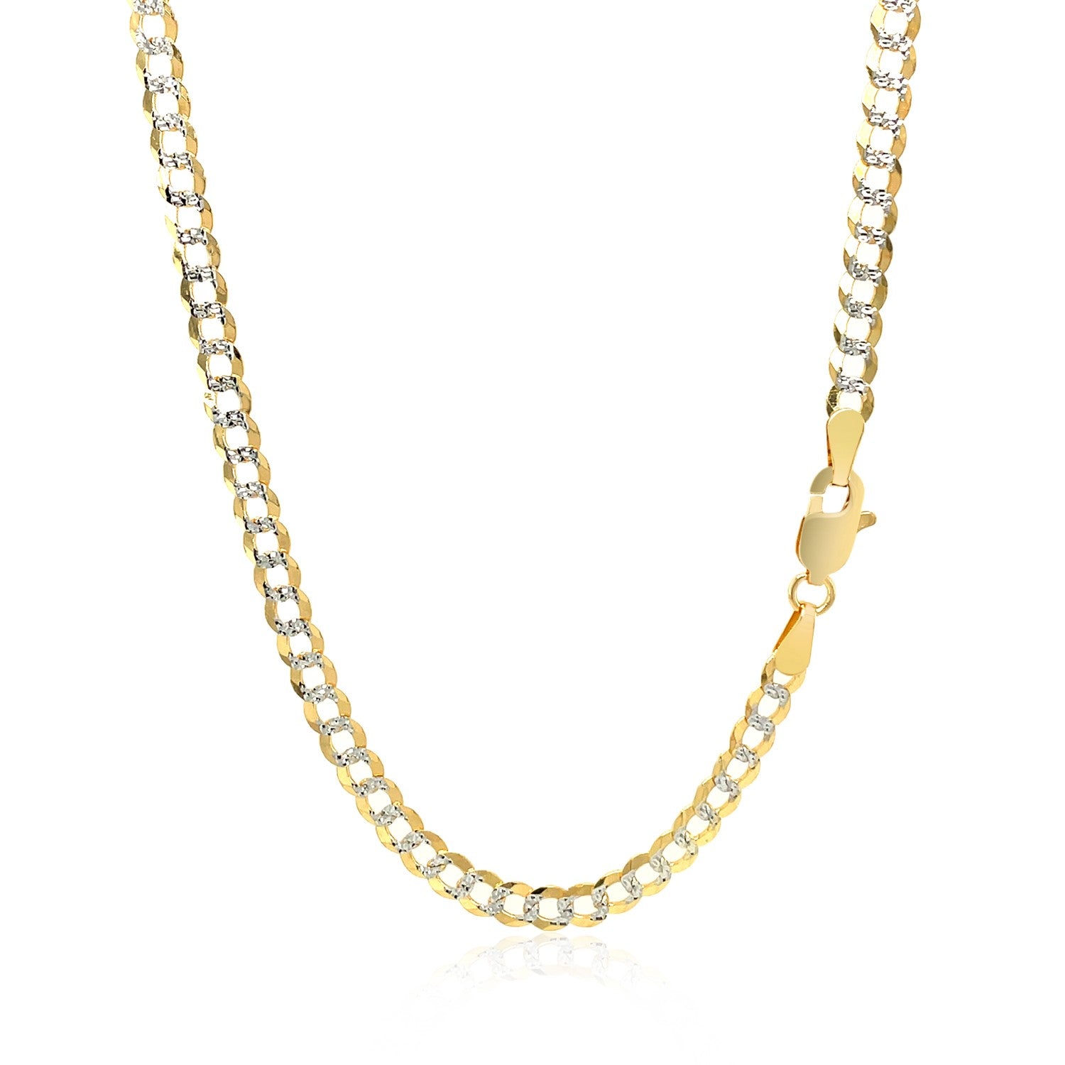 3.6 mm 14k Two Tone Gold Pave Curb Chain-Teresa&#39;s Fashionista LLC