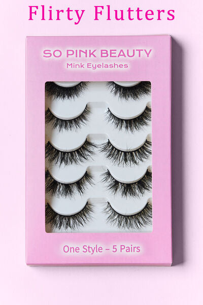 SO PINK BEAUTY Mink Eyelashes 5 Pairs-Teresa&#39;s Fashionista LLC